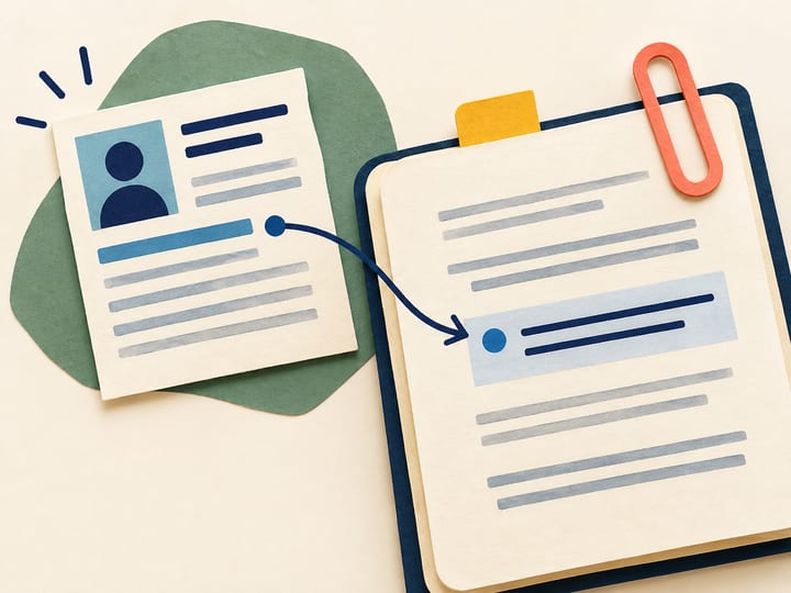 AI conceptual illustration linking a research source card to an academic reference